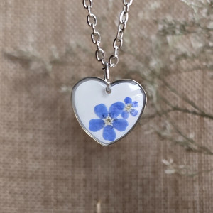 Zawieszka z niezapominajką serce serduszko