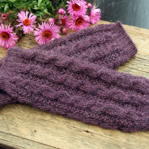 Getry z alpaki, podkolanówki, ocieplacze na nogi - Śliwkowe