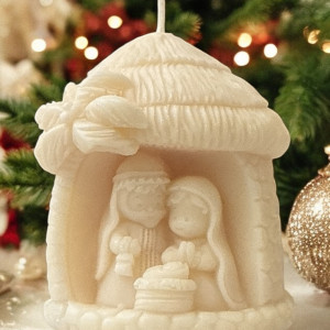 Świeca sojowa żłobek szopka prezent na  Mikołajki Boże Narodzenie