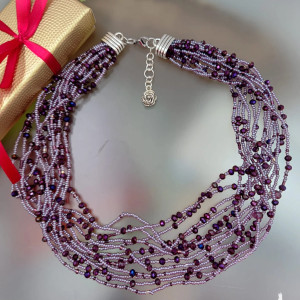 Naszyjnik Fioletowe Kryształki 25.161