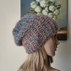 Zimowy spacer - miła, puchata, ciepła czapka z merino, jedwabiem i moherem