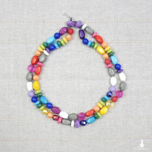 6015 Radosna Eksplozja Barw! Wielokolorowy, Dwurzędowy Naszyjnik