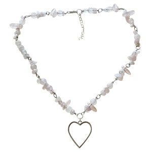 Naszyjnik kwarc różowy z sercem