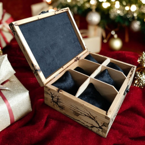 Drewniane pudełko na zegarki 6 komorowe