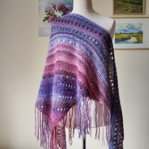 Boho z lawendą - miła, duża chusta