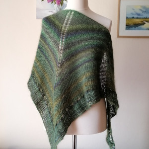 Paprocie - miękka, delikatna, lejąca chusta z jedwabiem i kid moherem