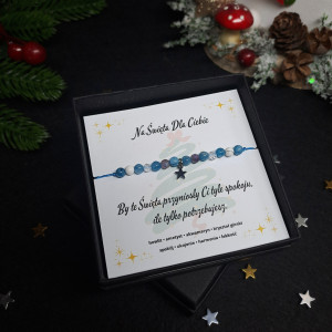 Bransoletka z Kamieni Naturalnych „Świąteczny Spokój” - akwamaryn, howlit, ametyst, kryształ górski