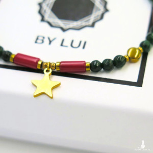 Zielono-czerwona Bransoletka & Gwiazdka NY CHRISTMAS VIBE