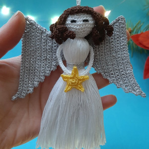 Szydełkowe aniołki na choinkę