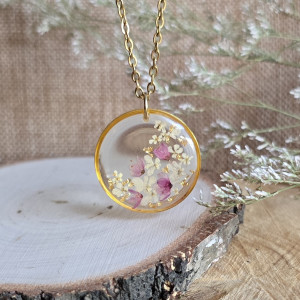 Złota zawieszka złoty wisiorek kwiaty różowe