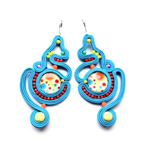 Turquoise Openwork kolczyki sutaszowe