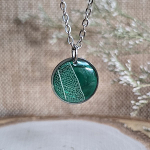 Srebrna zawieszka srebrny wisiorek naszyjnik żywica z żywicy kwiaty z kwiatami retro naturalna dziewczęca kobieca liść z liściem