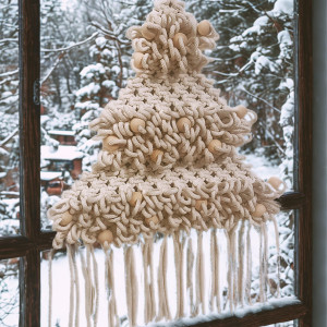 Choinka boucle , makrama, ozdoby świąteczne