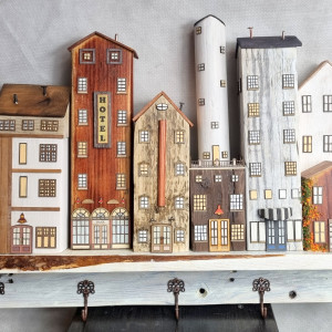 Wieszak - drewniane domki - na klucze i inne drobiazgi 5