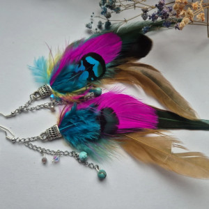 Kolczyki pióra boho energetyczne