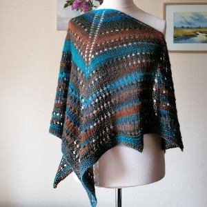 Kasztany w turkusie - miła, lekka chusta z wełną