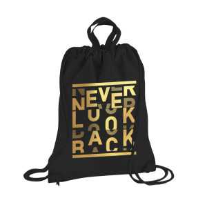 nowy workoplecak, czarny workoplecak, złoty workoplecak, plecak z płótna, płócienny plecak, czarno złoty plecak, złoto czarny plecak z napisami, czarno złoty worek, płócienny plecaczek