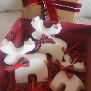 Rodzina reniferów- zestaw świec sojowych w ozdobnym  pudełku