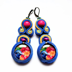 Blue  Birds kolczyki sutaszowe