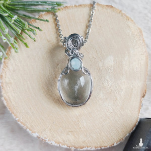 Naszyjnik Kryształ Górski "Lodowy Strumień" stal chirurgiczna wisiorek handmade wirewrapping