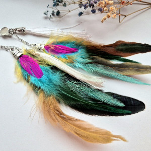 Klipsy pióra  długie lekkie Boho