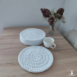 Komplet podkładek szydełkowych ze sznurka 6szt. 28cm