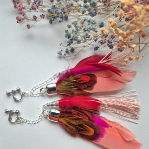 Klipsy pióra  długie lekkie Boho