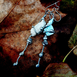 Kolczyki z larimarami, biżuteria autorska, pojedynczy egzemplarz