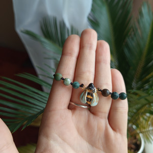 bransoletka pszczółki z agatem. idealna na prezent, magic, fantasy, goblincore, fairycore