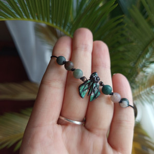 bransoletka małej ćmy z agatem. idealna na prezent, magic, fantasy, goblincore, fairycore