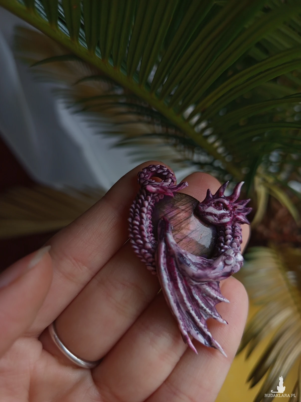 Naszyjnik smoczego strażnika z labradorytem, idealny na prezent, magia fantasty