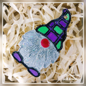 Świąteczny kolorowy magnes na lodówkę skrzat 5