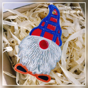 Świąteczny kolorowy magnes na lodówkę skrzat 6