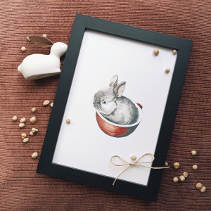 Bunny in a cup ilustracja A5