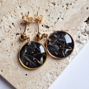 Kolczyki z żywicy z dmuchawcem kółka