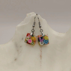 Kolczyki Fruit Cube – kolorowe kosteczki z owocami