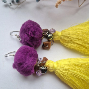 Kolczyki żółto-fioletowe lekkie