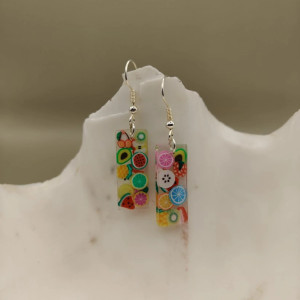 Kolczyki z żywicy Owocowy Mix – kolorowe, lekkie, handmade, letnie wiszące kolczyki