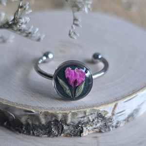 Wieczne kwiaty srebrny pierścionek regulowany kwiaty z kwiatami kwiatem gipsówka różowe