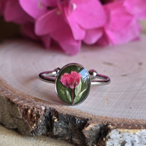 Wieczne kwiaty srebrny pierścionek regulowany kwiaty z kwiatami kwiatem gipsówka różowa