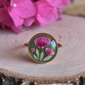 Złoty pierścionek regulowany kwiaty z kwiatami kwiatem różowa gipsówka