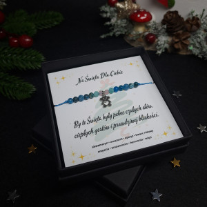 Bransoletka z kamieni naturalnych „Czułe Święta” - akwamaryn, amazonit, apatyt, kwarc różow