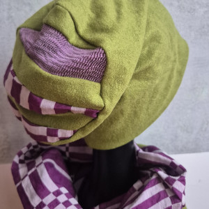 Komplet zielony komin i czapka