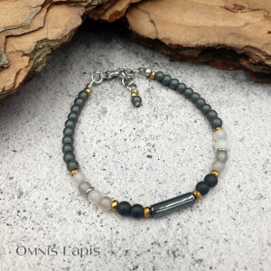Bransoletka z kamieni - hematyt i agat