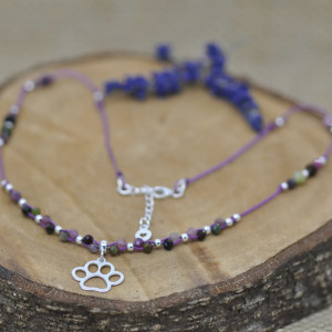 Łapa / Łapka psia / kocia - naszyjnik, srebro 925, turmalin