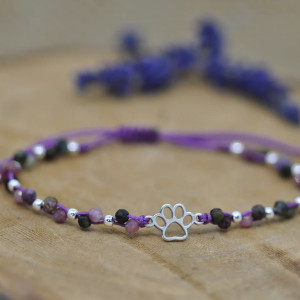 Łapa / Łapka psia / kocia - bransoletka, srebro 925, turmalin