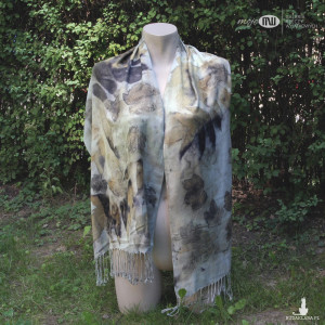 Szal Eko-druk - bawełna bladoniebieska