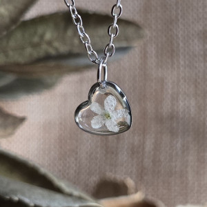 Srebrna zawieszka srebrny wisiorek z niezapominajką niezapominajka serce