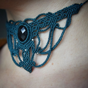 Naszyjnik. Choker. Kamień Naturalny. Mikro makrama