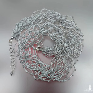 Naszyjnik Koraliki Drobinki Srebrne